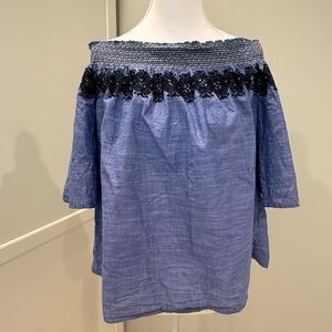 GAP Blue Off the Shoulder Top